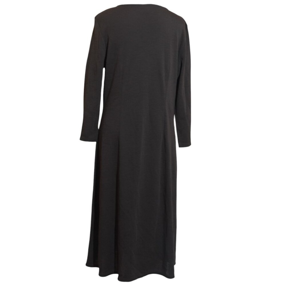 Ann Taylor V-Neck Empire Waist Dress 3/4 Sleeve Size 14 Dark Brown No Tag EUC - Picture 4 of 8